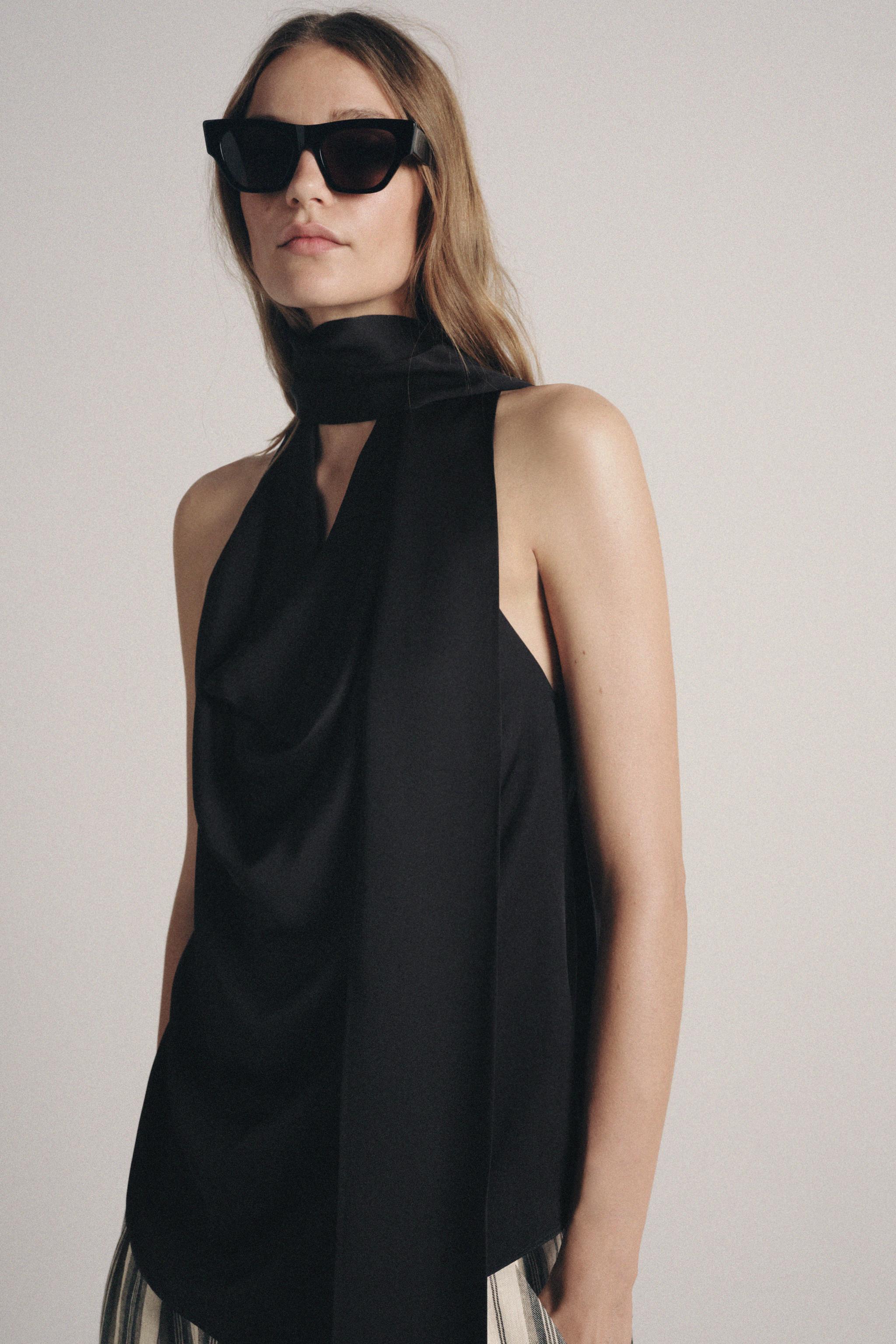 TOP HALTER FOULARD FRANGES ZW COLLECTION